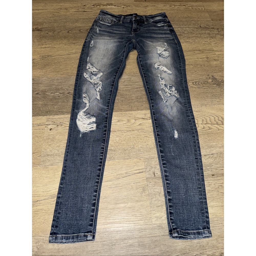 BKE by Buckle Stella Skinny Jeans Women Distressed Dark Wash Stretch Size 24 32‎
